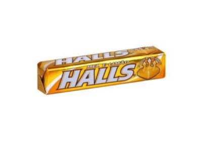 Pacote de pastilhas Halls Mel e Limão dourado e branco