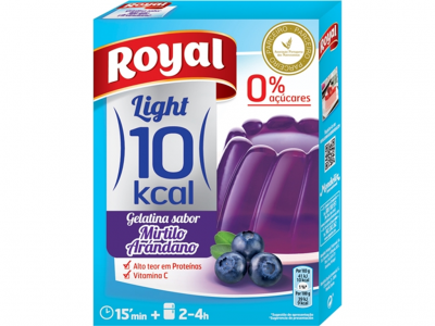 Embalagem de gelatina Royal Light sabor Mirtilo Arândano com 0% açúcares e 10 kcal