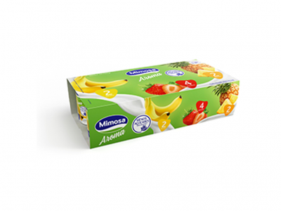 Pack quatro iogurtes Mimosa Aroma sabores banana, morango e ananás