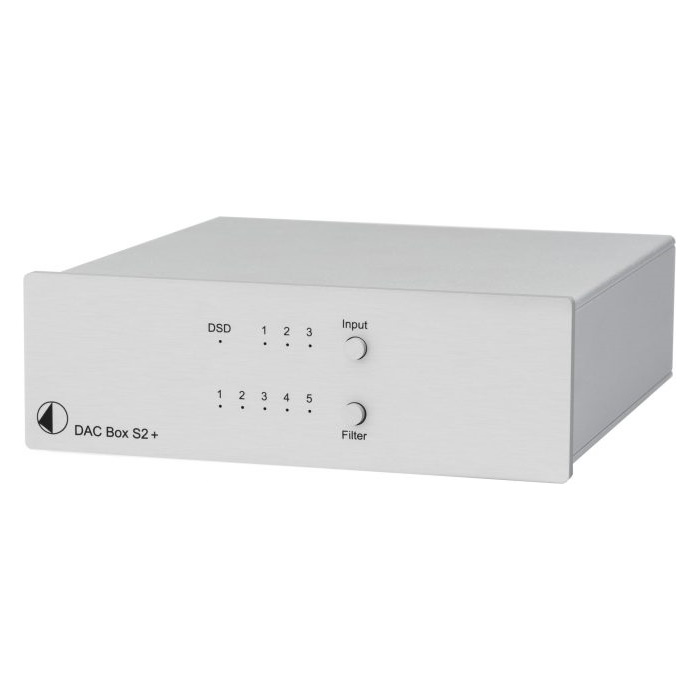 Pro-Ject - DAC Box S2+ - Conversor D/A Aparelho eletrónico prateado com botões e texto DAC Box S2+