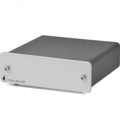 Aparelho cinza e branco retangular com botões, Phono Box USB