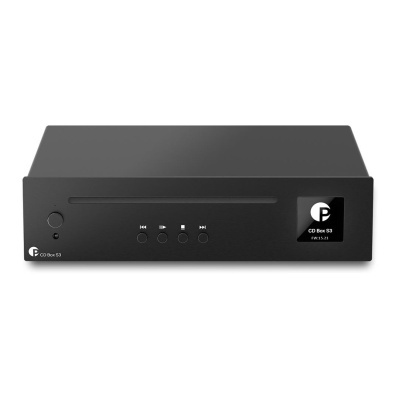 Aparelho eletrónico preto CD Box S2 com ecrã LCD e botões