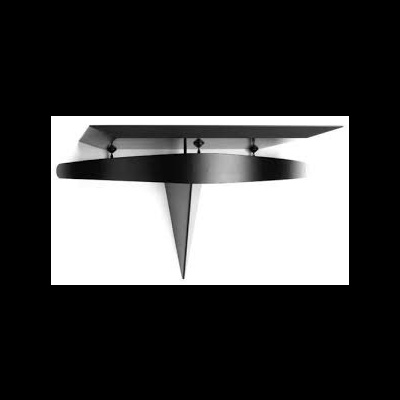 Suporte de parede em metal preto com base circular e haste triangular