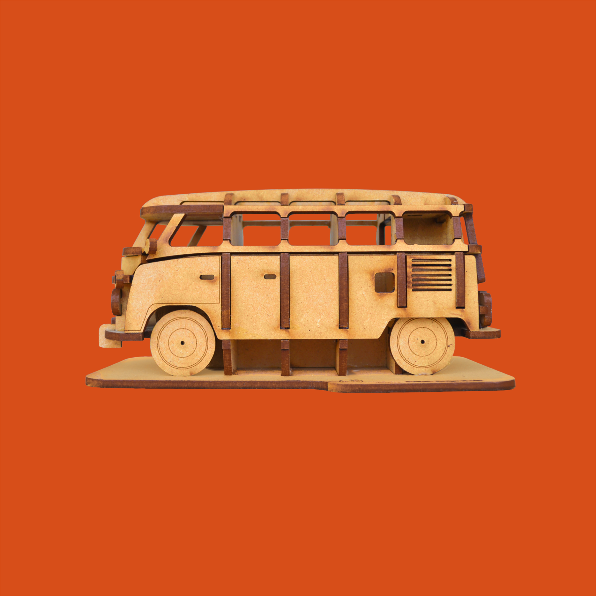 3D Classic Collection -NRº6 Modelo em madeira castanha claro de uma carrinha clássica