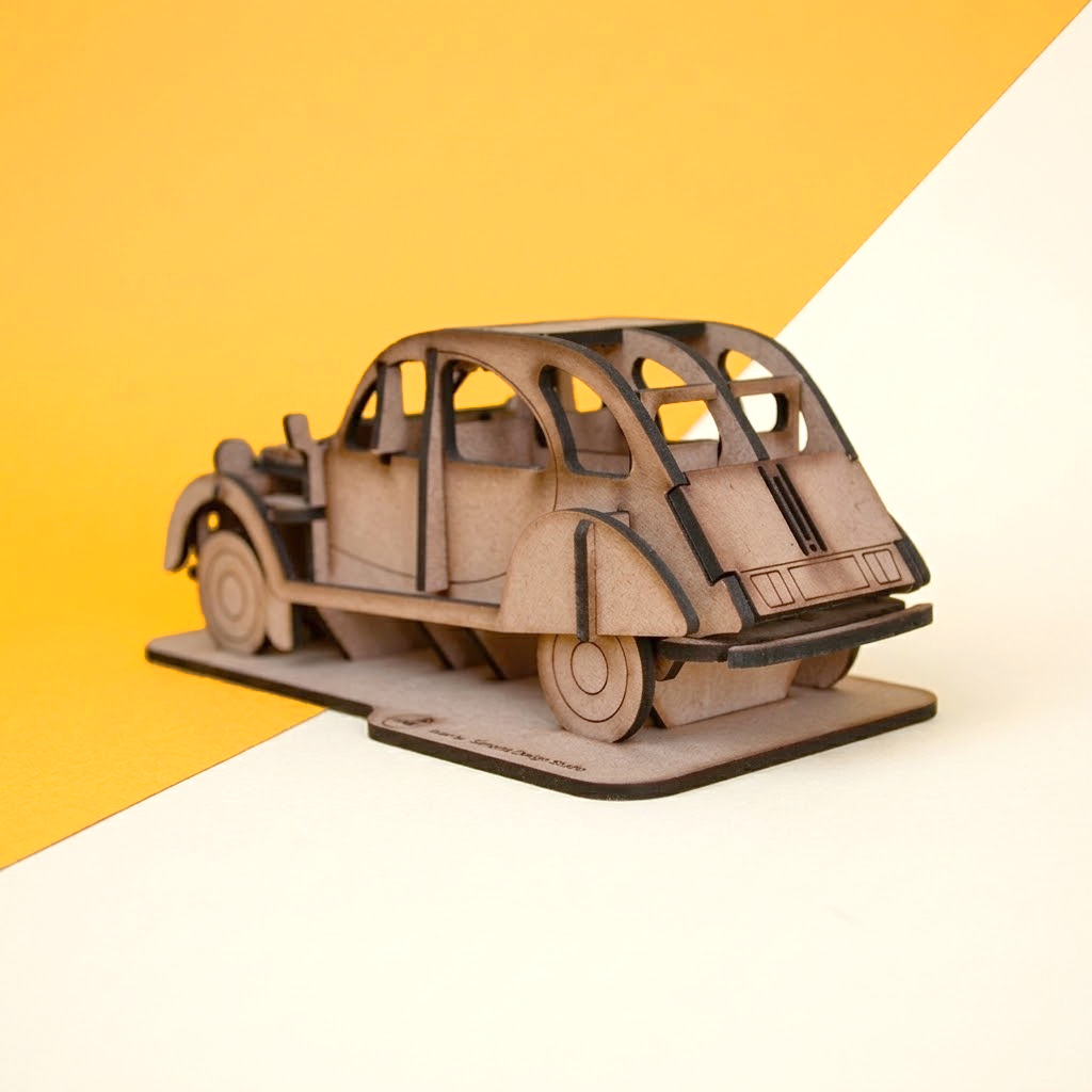 3D Classic Collection - NRº2 Miniatura de carro vintage em madeira cortada a laser