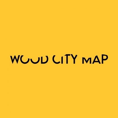 Fundo amarelo com texto preto WOOD CITY MAP