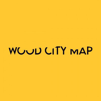 Fundo amarelo com texto preto WOOD CITY MAP
