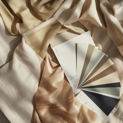 amostras de cor neutras e tecidos nude