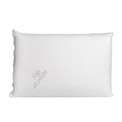 Almofada branca com texto bordado 'hilo de plata'