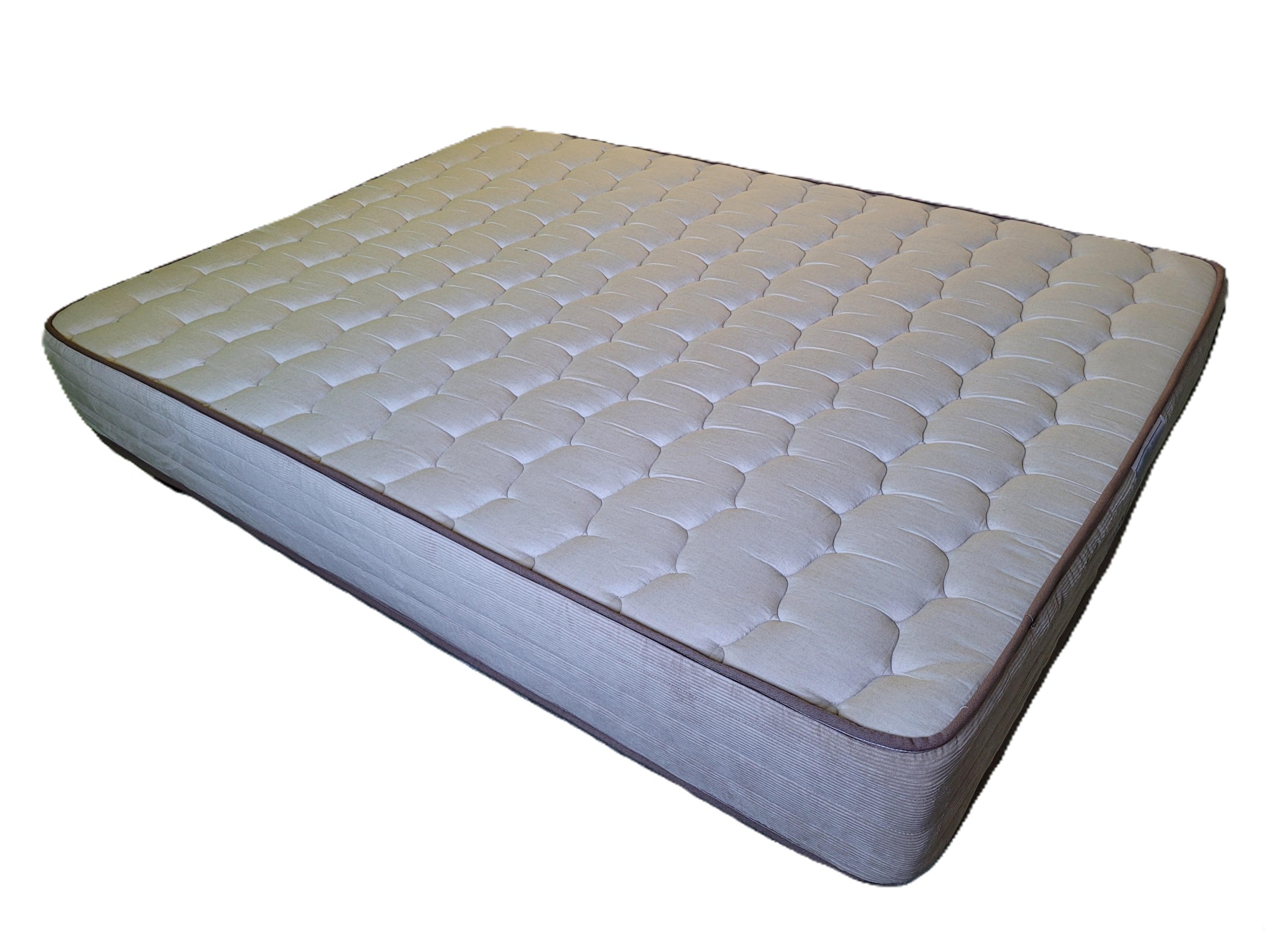Colchão retangular branco acolchoado com bordas bege
