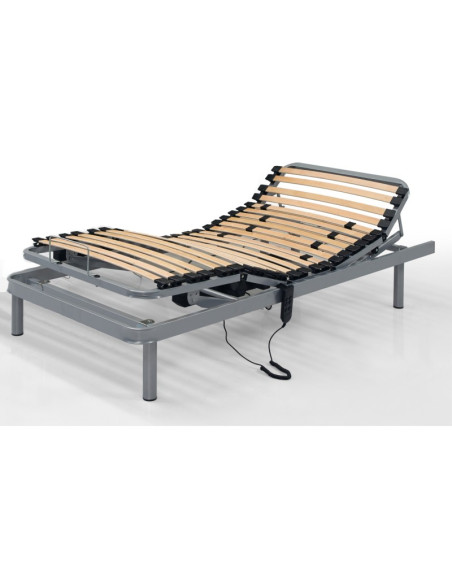 Estrado articulado de cama com estrutura metálica e ripas de madeira