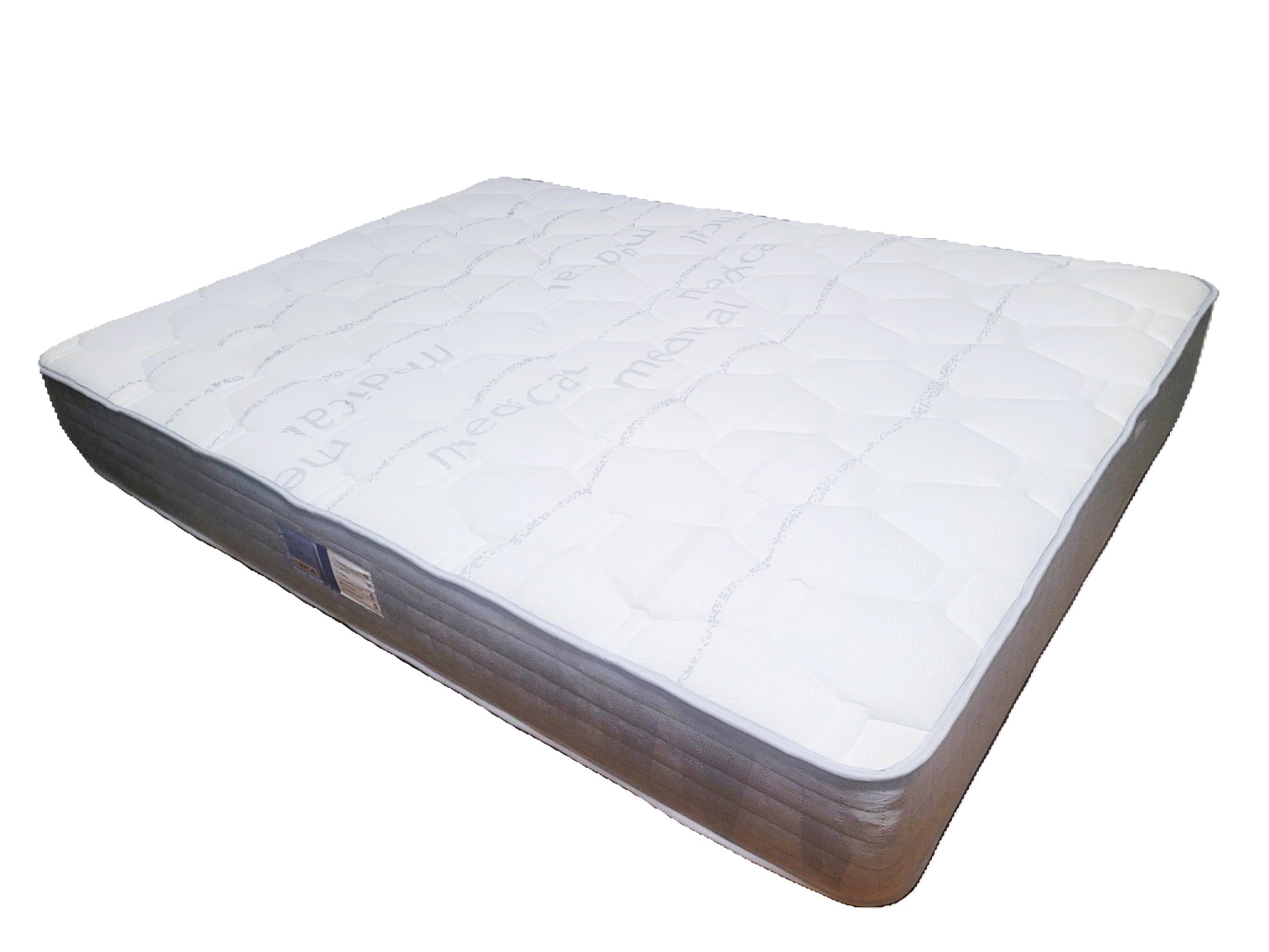 Colchão retangular branco acolchoado com laterais cinza