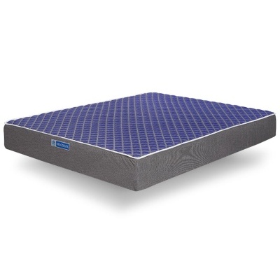 Colchão azul com padrão hexagonal e laterais cinzentas