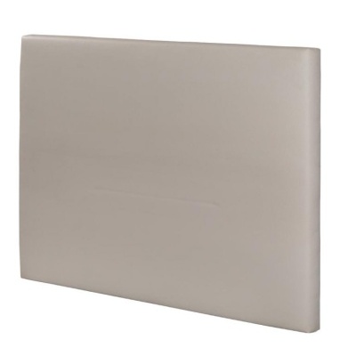 Cabeceira retangular cinza claro revestida em tecido liso