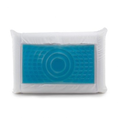 Travesseiro branco com almofada de gel azul embutida