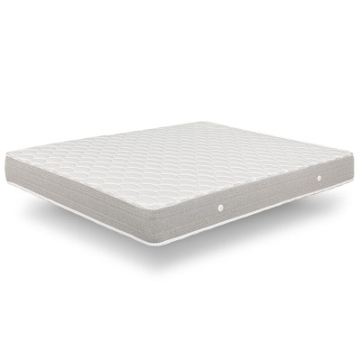 Colchão branco matelassado com laterais cinza e alças brancas