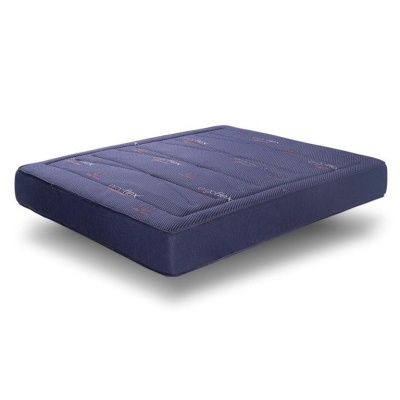 Colchão azul escuro com padrão e texto Aloe Vera