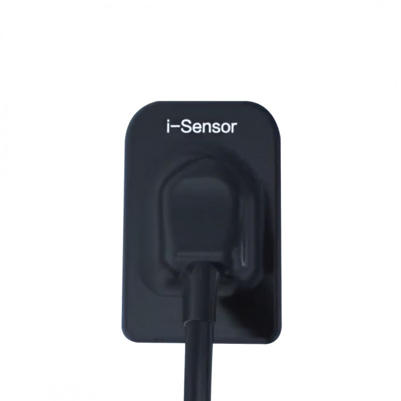Cópia de Sensor de radiologia digital i-Sensor | H1.5: 43,5 × 29,2mm (1.270,2 mm2) Sensor negro con texto i-Sensor y cable conectado