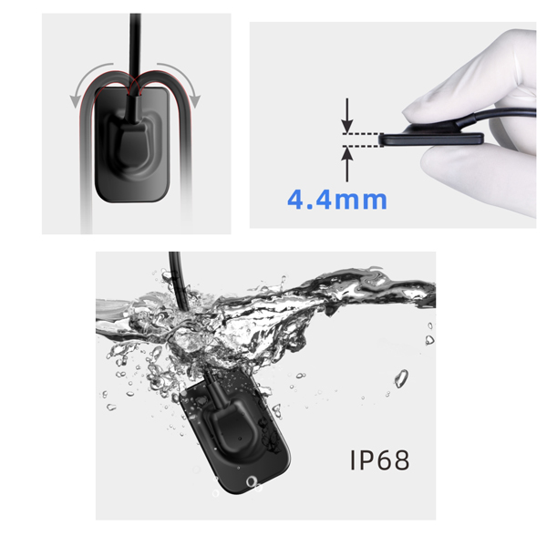 Cópia de Sensor de radiologia digital i-Sensor | H1.5: 43,5 × 29,2mm (1.270,2 mm2) Dispositivo eletrônico preto à prova dágua IP68 com cabo e 4,4mm de espessura