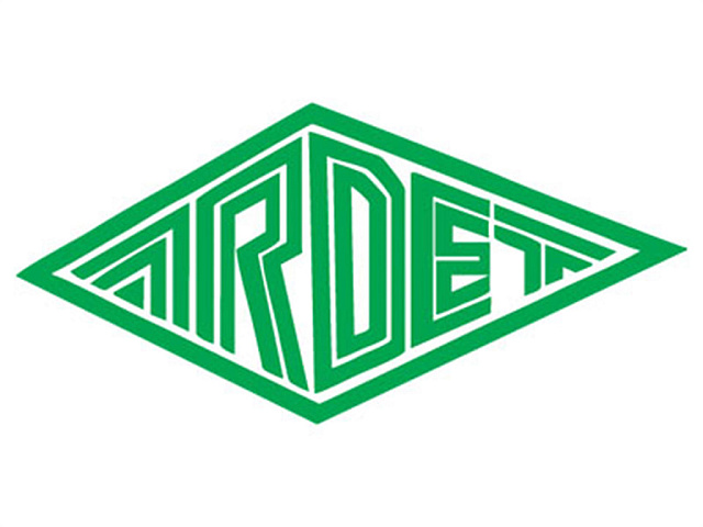 Assistência Técnica Logotipo verde com texto ARDET em formato losango