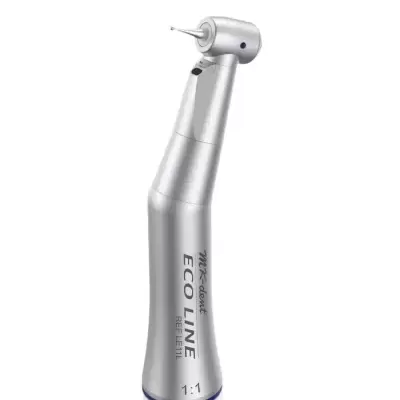 Peça dental metálica prateada com texto ECO LINE REFILL 1:1