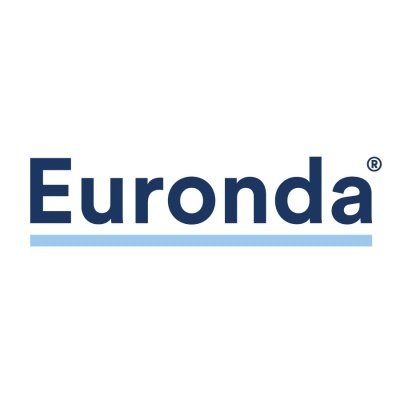 Logótipo da marca Euronda em azul escuro com linha azul clara em fundo branco