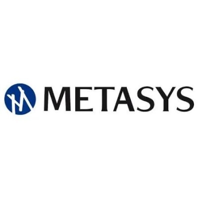 Logótipo METASYS com símbolo azul e texto preto