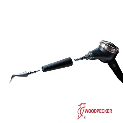 Instrumento odontológico desmontado com logótipo WOODPECKER