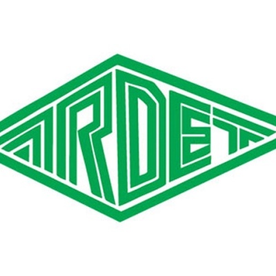 Logotipo verde com texto ARDET em formato losango