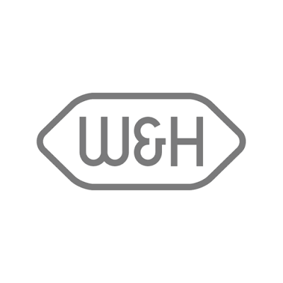 Logótipo cinzento com as letras W&H dentro de um octógono alongado