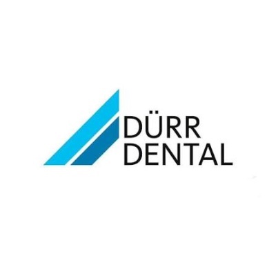 Logótipo da DÜRR DENTAL com triângulos azuis e texto preto