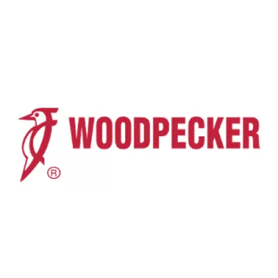 Logótipo WOODPECKER com desenho de pica-pau vermelho