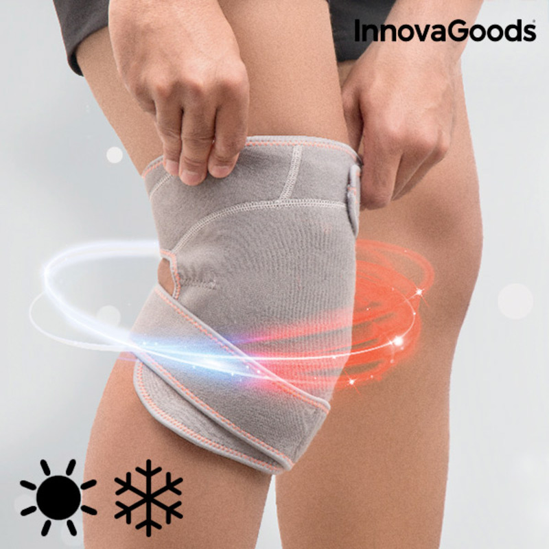 Joelheira de Gel com Efeito Frio e Calor InnovaGoods Suporte para joelho cinzento com fecho ajustável no joelho