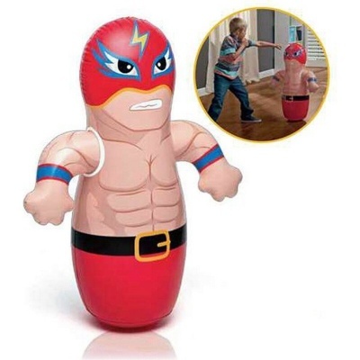 Boneco insuflável de lutador mexicano com máscara e calças vermelhas