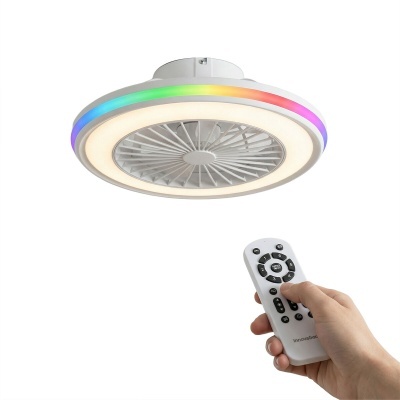 Ventilador de tecto branco com luz LED e controlo remoto