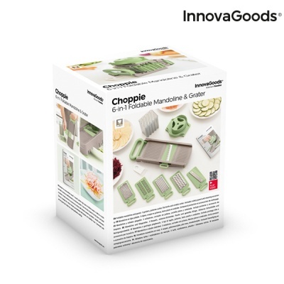 Conjunto de mandolina e ralador verde InnovaGoods na embalagem