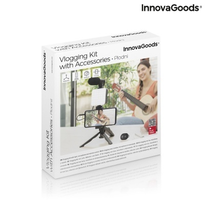 Caixa branca de kit para vlogging com acessórios da InnovaGoods