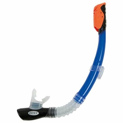 Snorkel de mergulho azul, preto e laranja com a marca INTEX