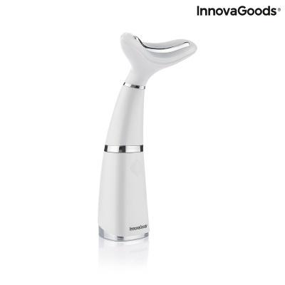 Dispositivo branco com detalhes cromados e formato ergonômico