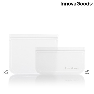 Sacos reutilizáveis transparentes para armazenamento de tamanhos diferentes da marca InnovaGoods.