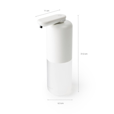 Dispenser automático de líquido branco com base translúcida em fundo branco
