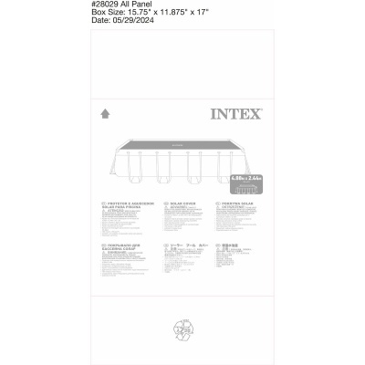 Embalagem de protetor e aquecedor solar para piscina INTEX com dimensões 4.88m x 2.44m