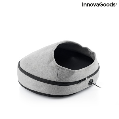 Calefator para pés cinzento claro e preto com cabo e fecho