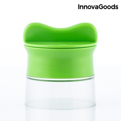 Recipiente com tampa verde ondulada e corpo transparente, marca InnovaGoods