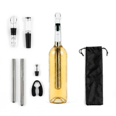Kit de acessórios para vinho com tubos inox, bicos de vidro, cortador e saco preto