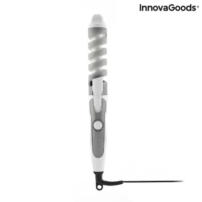 Modelador de cabelo espiral branco e cinza InnovaGoods com cabo preto
