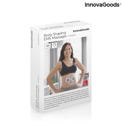 Embalagem do Body Shaping EMS Massager InnovaGoods com mulher usando o aparelho