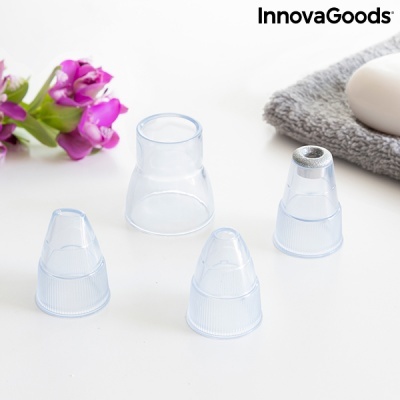Conjunto de quatro pontas transparentes para máquina de remoção de pele com toalha, sabonete e flores ao fundo