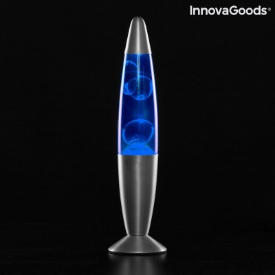 Abajur de lava azul com base prateada
