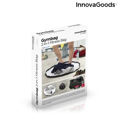 Embalagem do Gymbag 2-in-1 Fitness Bag da InnovaGoods com imagens e texto explicativo